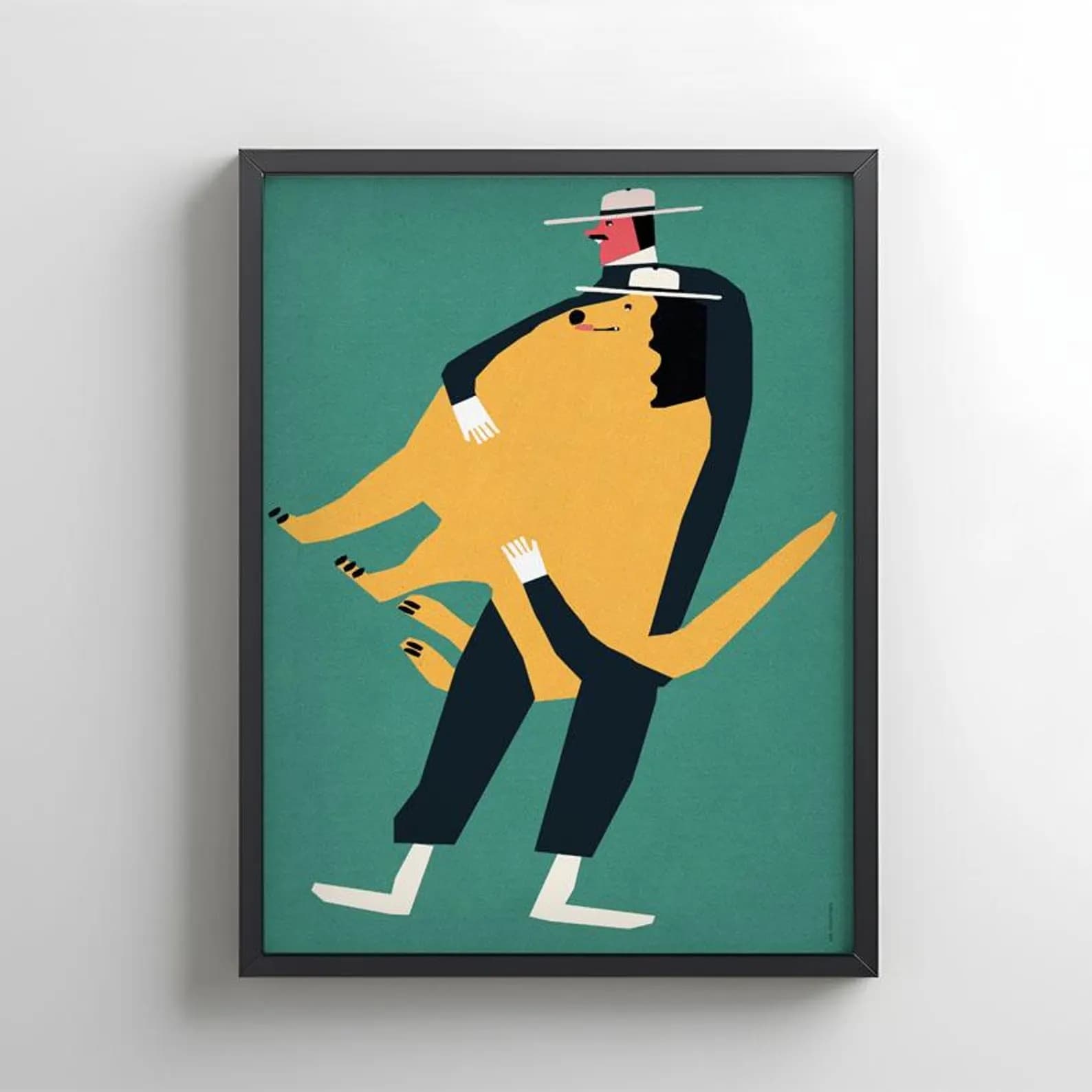 Poster Człowiek z wielkim psem na rękach, 50x70 cm, by J. Zasada, Jakub Zasada - 72955