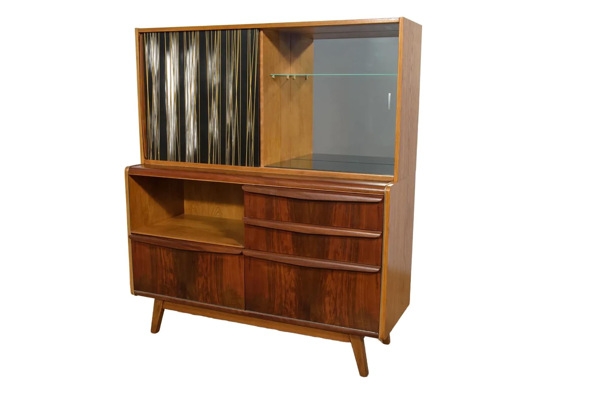 Sideboard Model U-372/386, brown walnut, by B. Landsman & H. Nepozitek, Jitona, Czechoslovakia, 1960s.