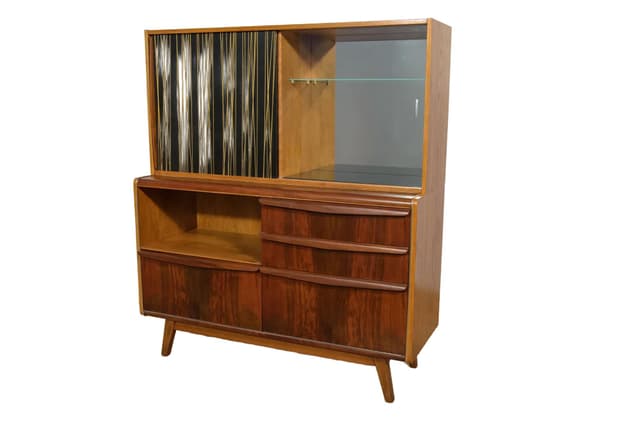 Sideboard Model U-372/386, brown walnut, by B. Landsman & H. Nepozitek, Jitona, Czechoslovakia, 1960s. - DIMENSION