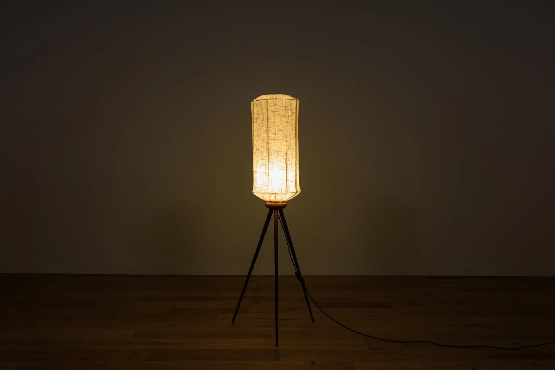 Lampa podłogowa trójnożna, teak jasnobrązowy, Szwecja, lata 70. - 74152