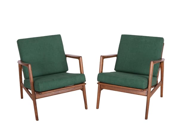 Para foteli 300-139, butelkowa zieleń, buk orzech, Swarzędzka Fabryka Mebli, Polska, lata 60. - WYMIARY