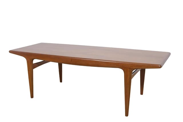 Stolik kawowy, drewno tekowe brązowy, proj. J. Andersen, CFC Silkeborg, Dania, lata 60. - WYMIARY