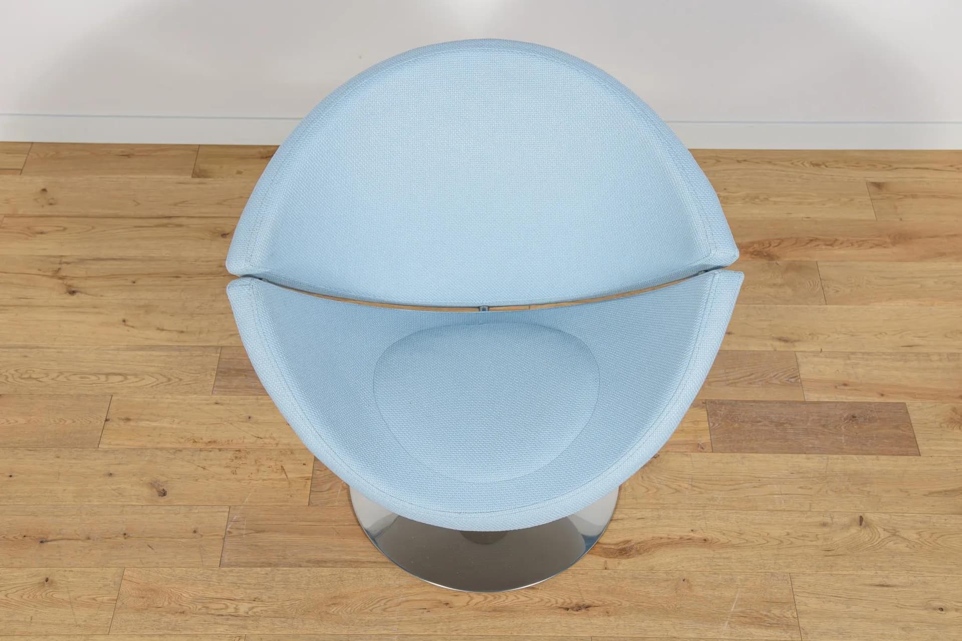 Armchair Apollo, blue wool, brushed steel, by J. Foersom & P. Hiort-Lorenzen, Denmark, 21st c. - 74016