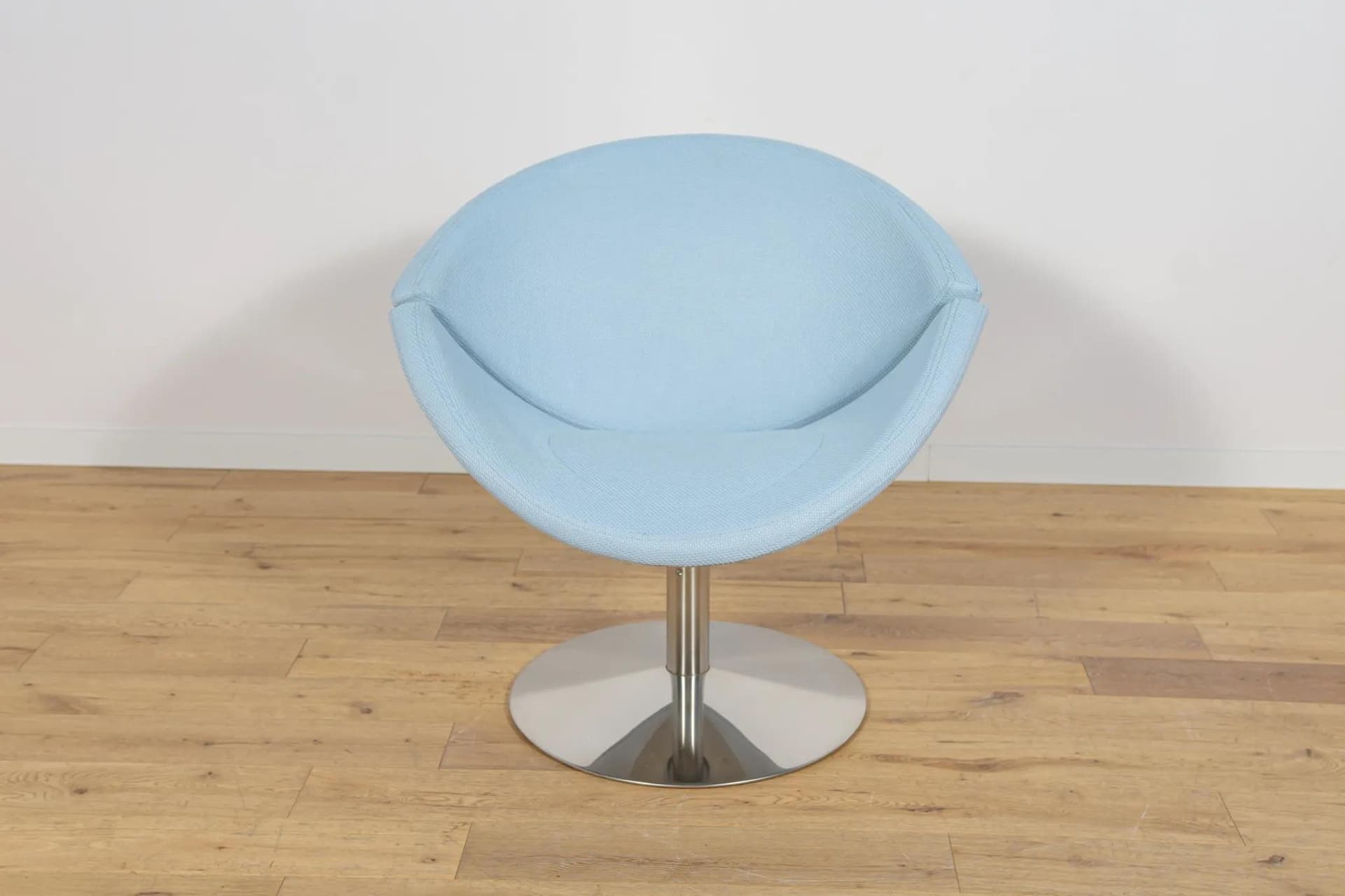 Armchair Apollo, blue wool, brushed steel, by J. Foersom & P. Hiort-Lorenzen, Denmark, 21st c. - 74015