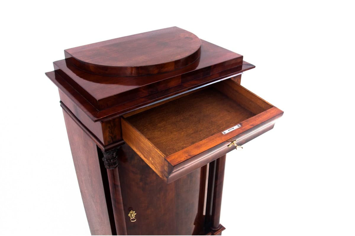 Mahogany Pedestal Cabinet, Biedermeier Style, Northern Europe, 1850s - 191896