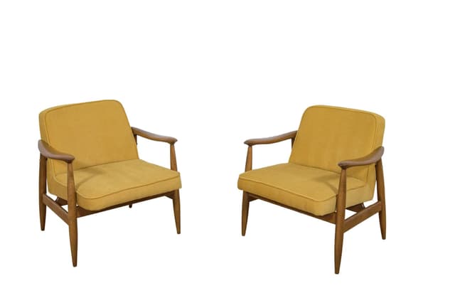 Para foteli GFM-87, żółty, dąb, proj. J. Kędziorek, Polska, lata 70. - WYMIARY
