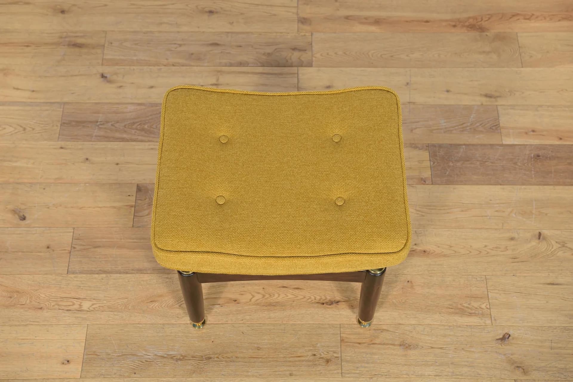 Stool Librenza, brown beech, yellow fabric, G-Plan, United Kingdom, 1950s. - 73741