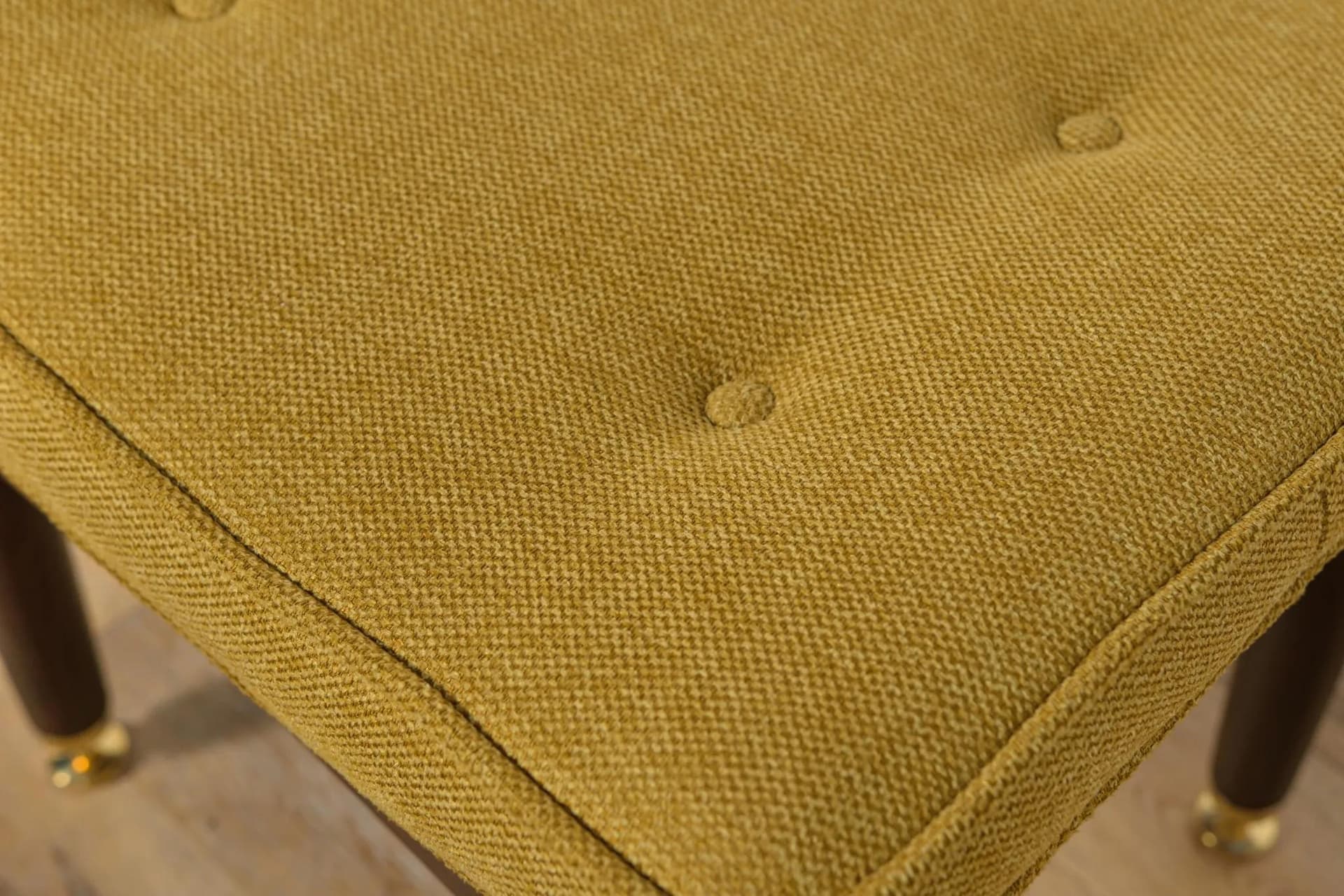 Stool Librenza, brown beech, yellow fabric, G-Plan, United Kingdom, 1950s. - 73740