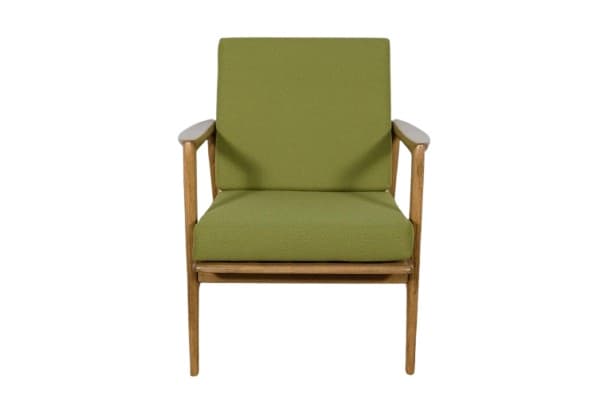 Fotel 300-139 Stefan, buk brązowy, tkanina jasnozielona, Swarzędzka Fabryka Mebli, Polska, lata 60. - WYMIARY