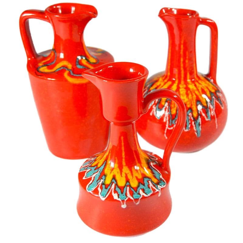 Red Ceramic Vase Set, Bertoncello, Italy, 1970s - 6017