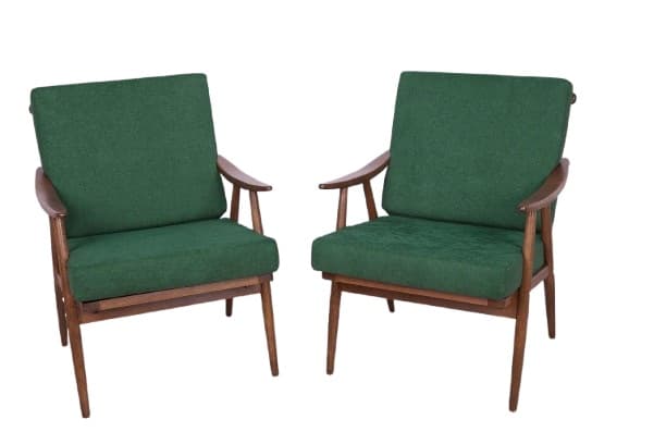 Pair of armchairs, bottle green, beech walnut, TON, Czechoslovakia, 1960s. - DIMENSION