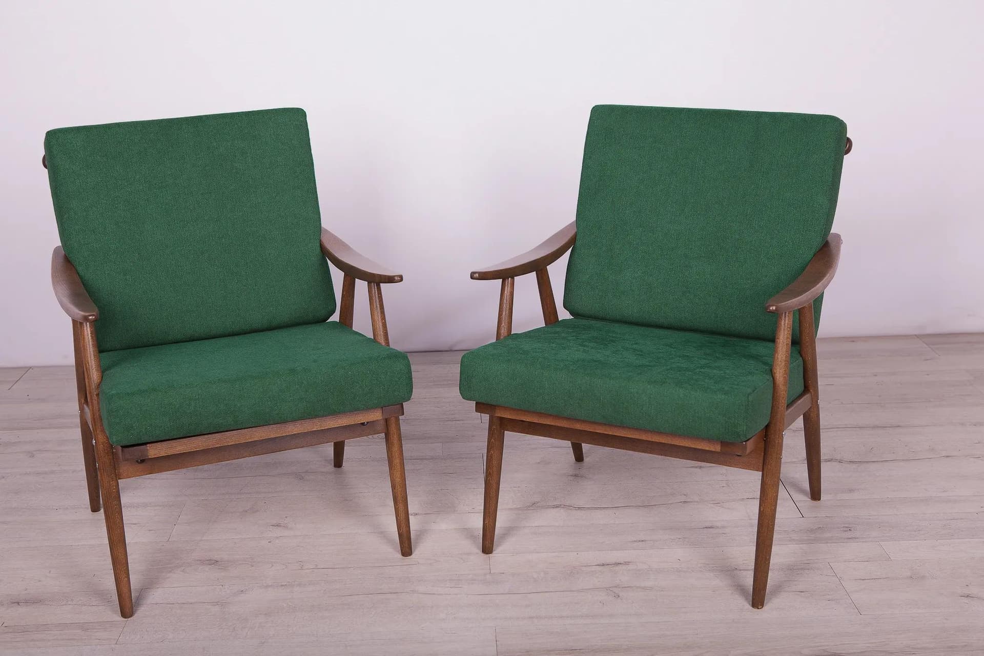 Pair of armchairs, bottle green, beech walnut, TON, Czechoslovakia, 1960s. - 73657