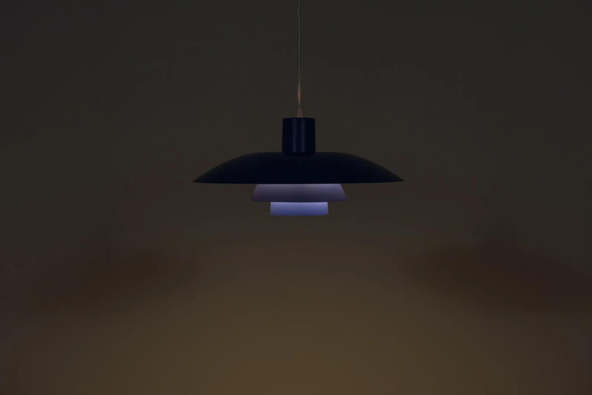 Lampa wisząca PH 4/3, metal niebieski, proj. P. Henningsen, Louis Poulsen, Dania, lata 60. - 75111