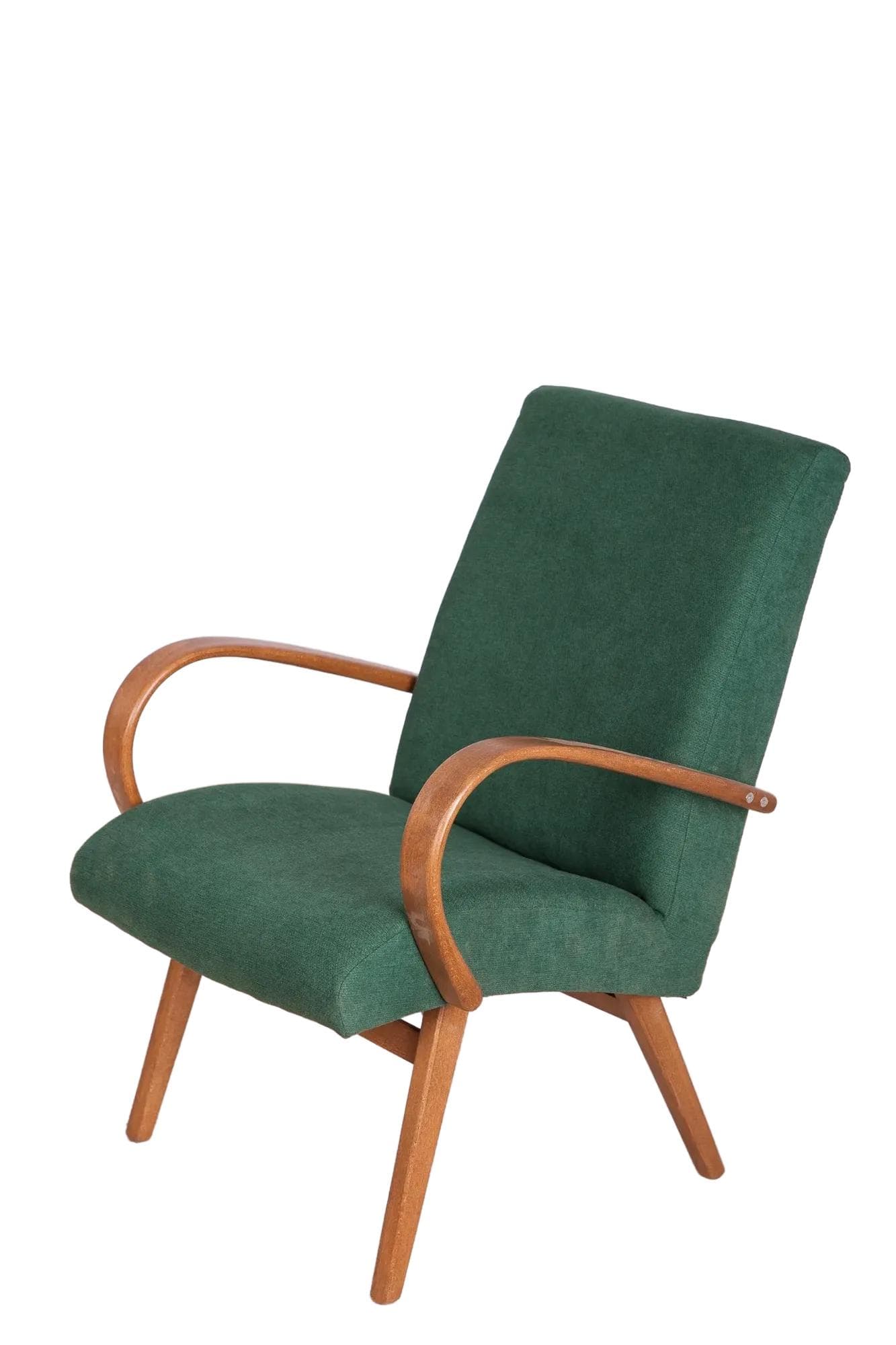 Armchair Type 53, bottle green, beech, by J. Šmidek, TON, Czech Republic, 1960s.