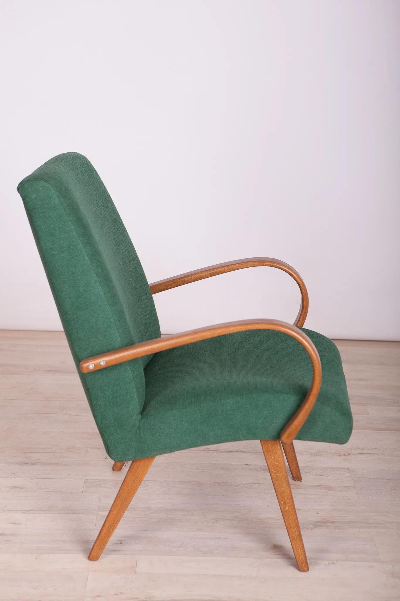 Armchair Type 53, bottle green, beech, by J. Šmidek, TON, Czech Republic, 1960s. - 75086
