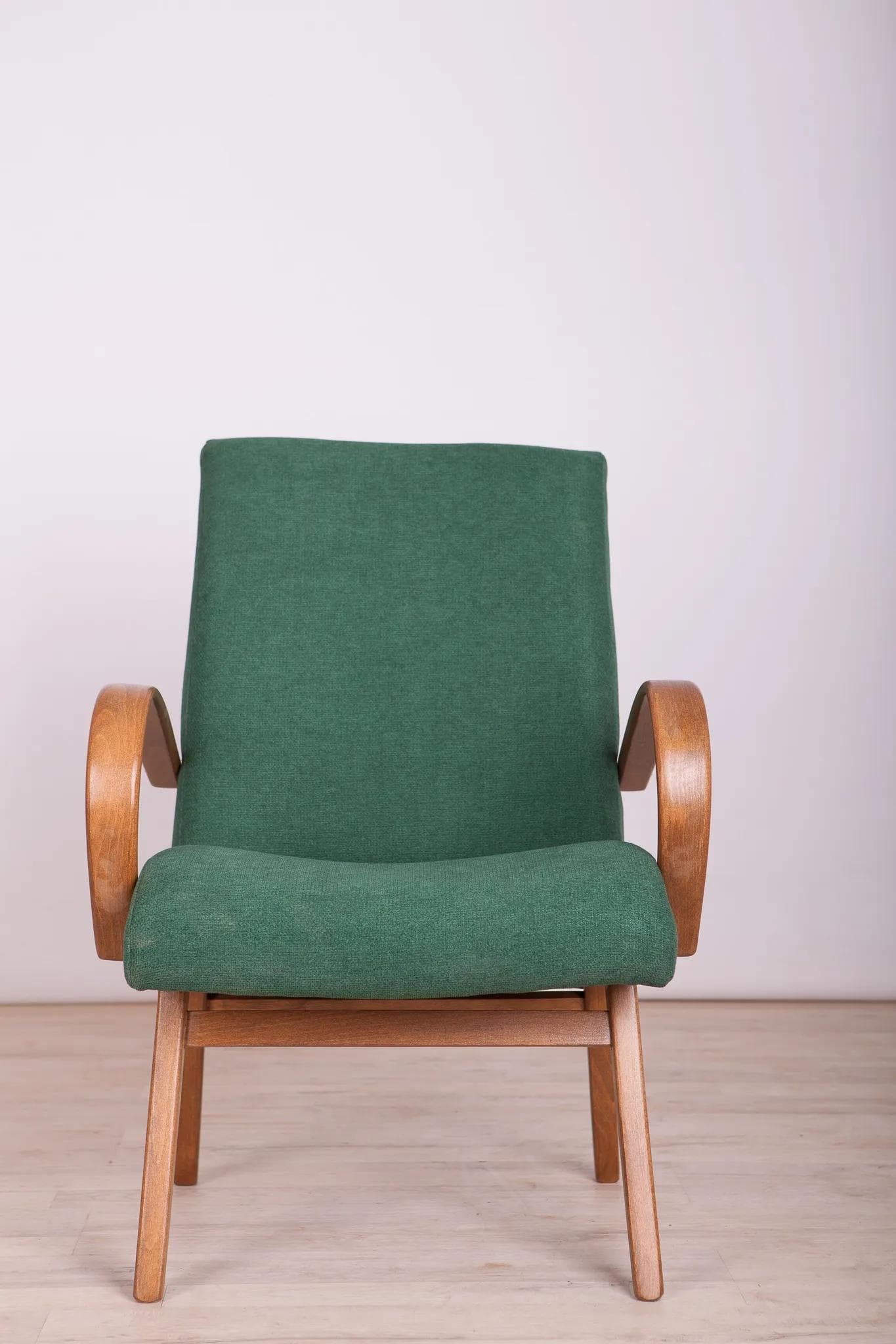 Armchair Type 53, bottle green, beech, by J. Šmidek, TON, Czech Republic, 1960s. - 75090
