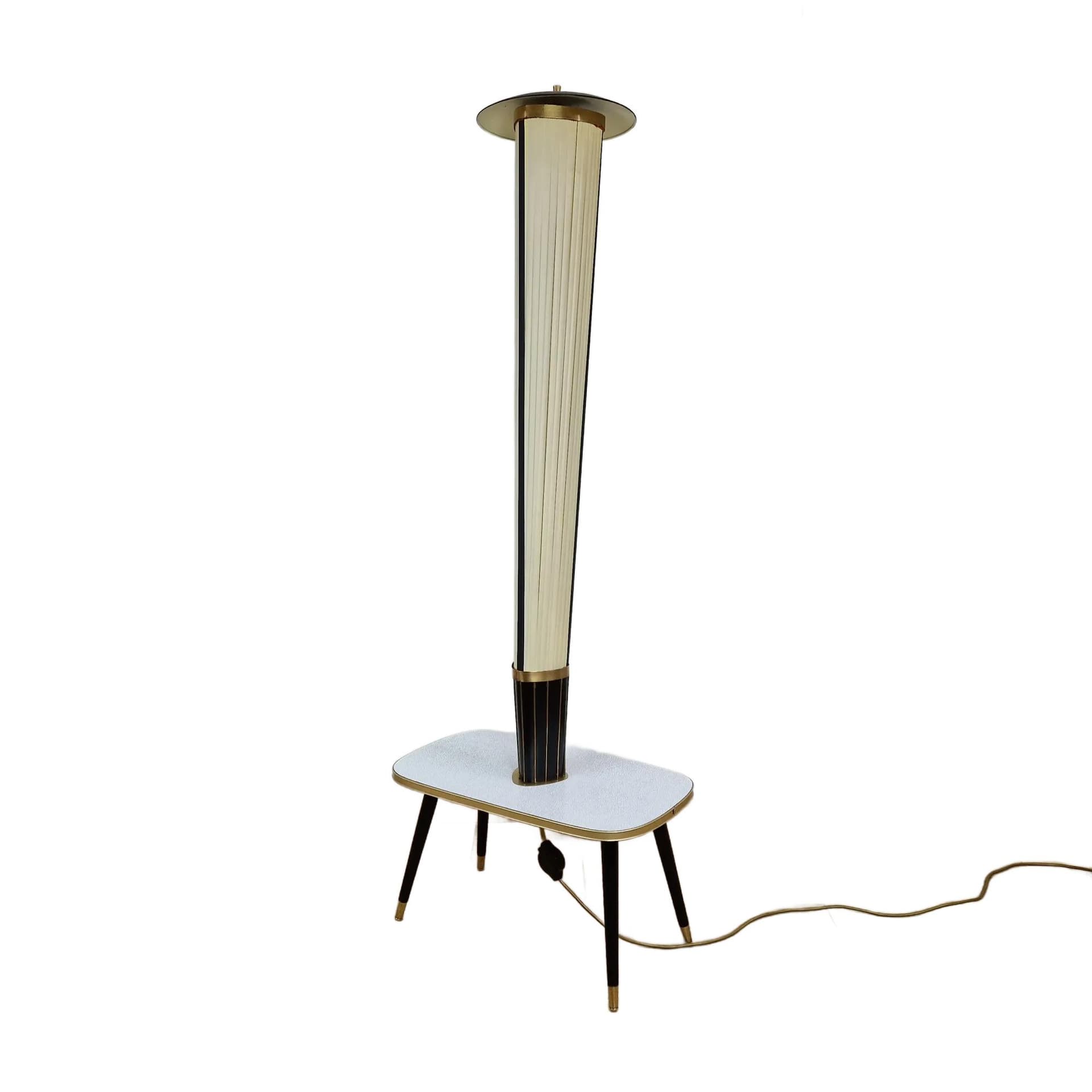Rockabilly Floor Lamp with Table, white, metal, Germany, 1950s