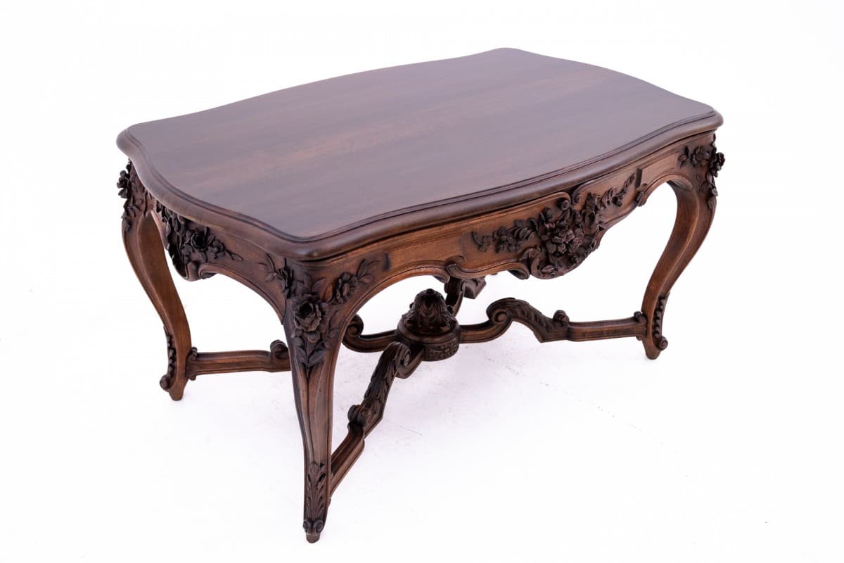 Mahoniowy stół rokoko, Francja, lata 90. XIX wieku - 50940