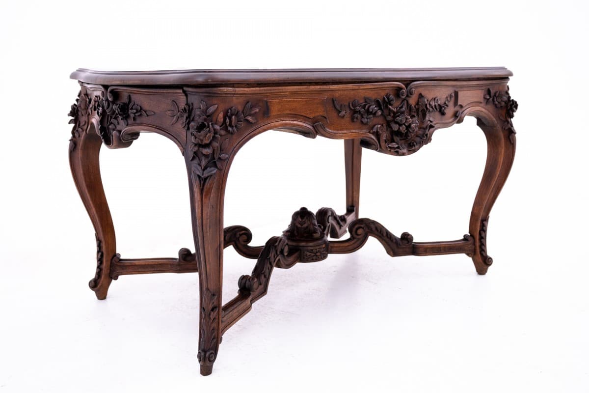 Mahoniowy stół rokoko, Francja, lata 90. XIX wieku - 50941