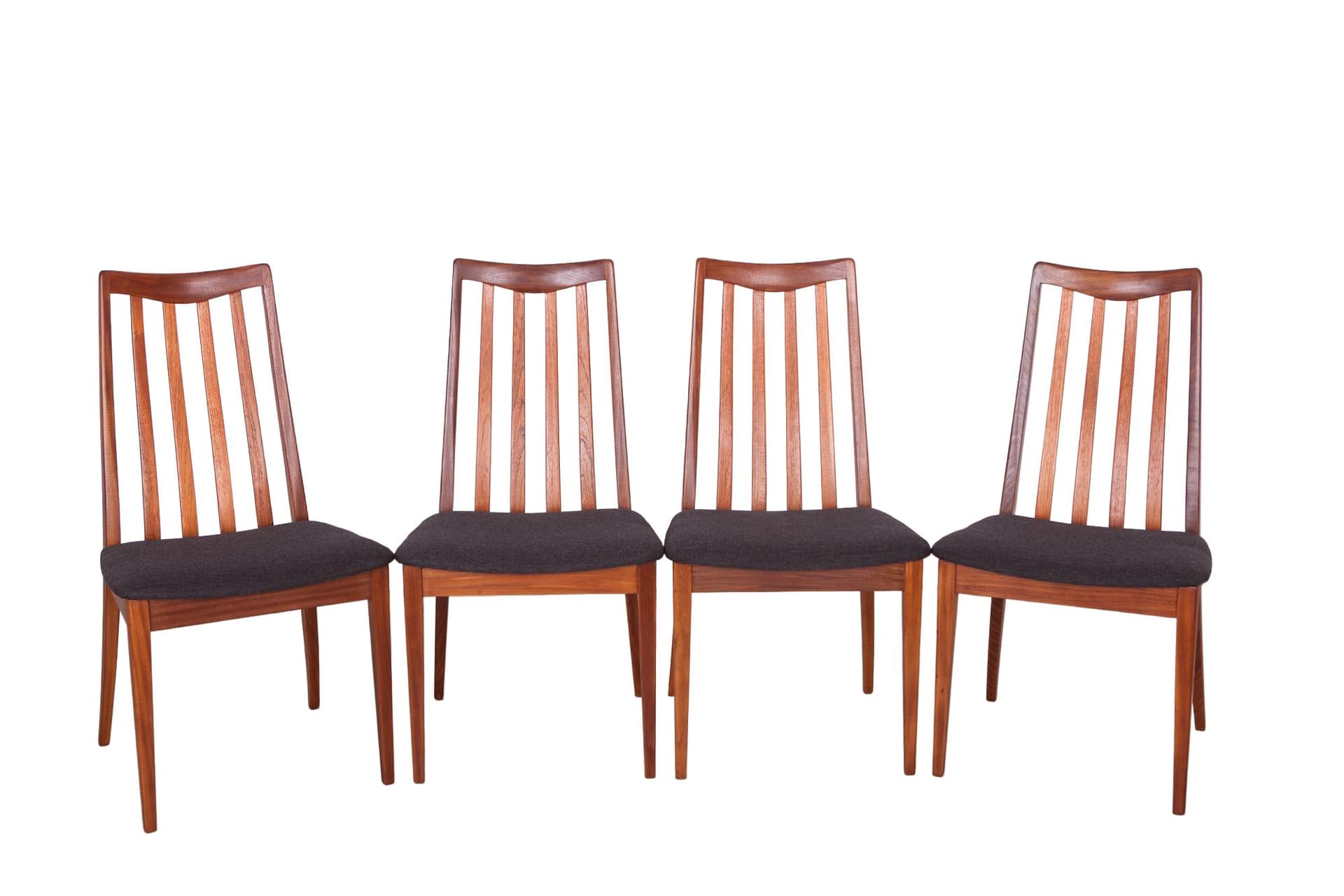 Set of four chairs, black teak, by L. Dandy, G-Plan, United Kingdom, 1960s.