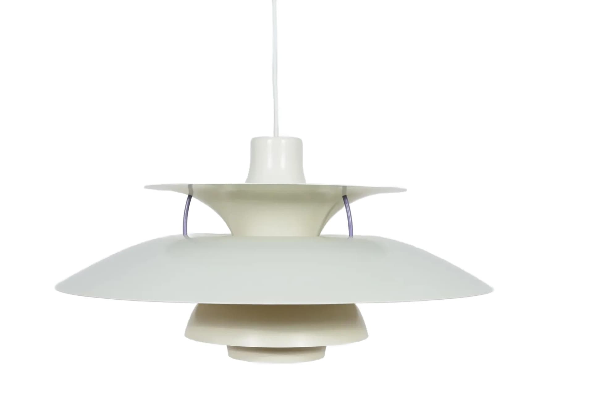 Lampa wisząca PH5, aluminium biały, proj. P. Henningsen, Louis Poulsen, Dania, lata 60.