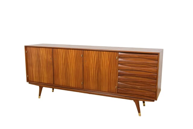 Komoda, drewno tekowe brązowy, proj. S. Andersen, Norwegia, lata 60. - WYMIARY