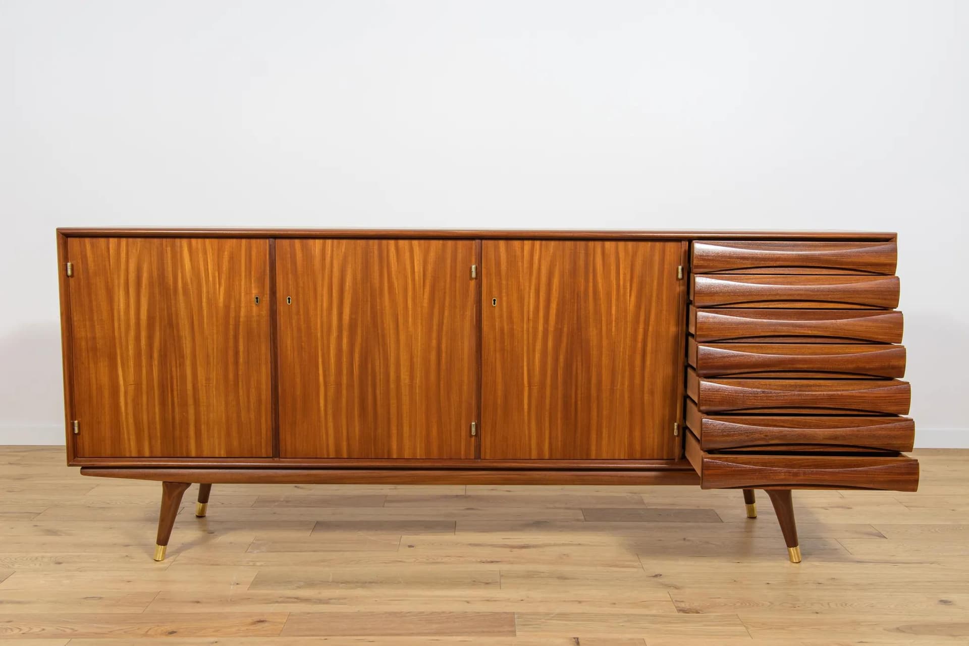 Komoda, drewno tekowe brązowy, proj. S. Andersen, Norwegia, lata 60. - 74498