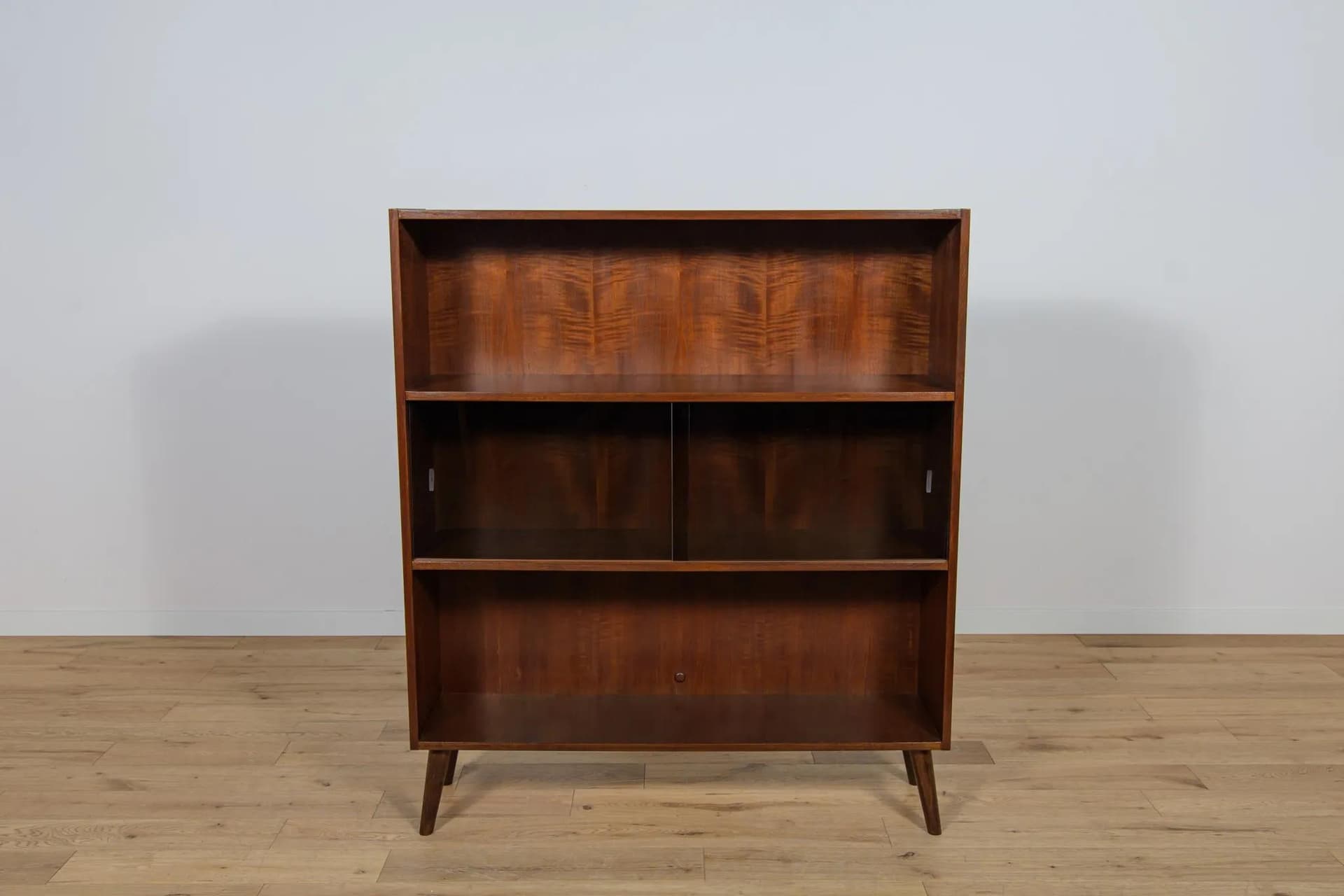 Shelving unit, dark brown teak, Denmark, 1970s. - 74384