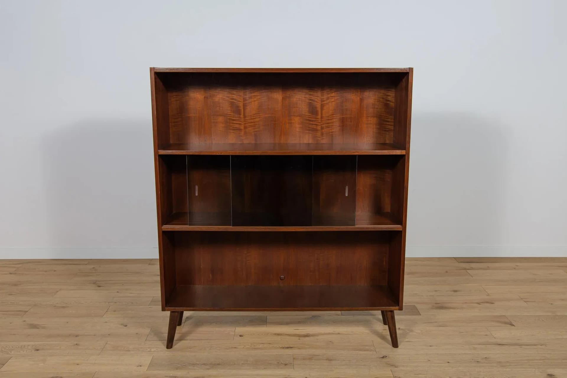 Shelving unit, dark brown teak, Denmark, 1970s. - 74387