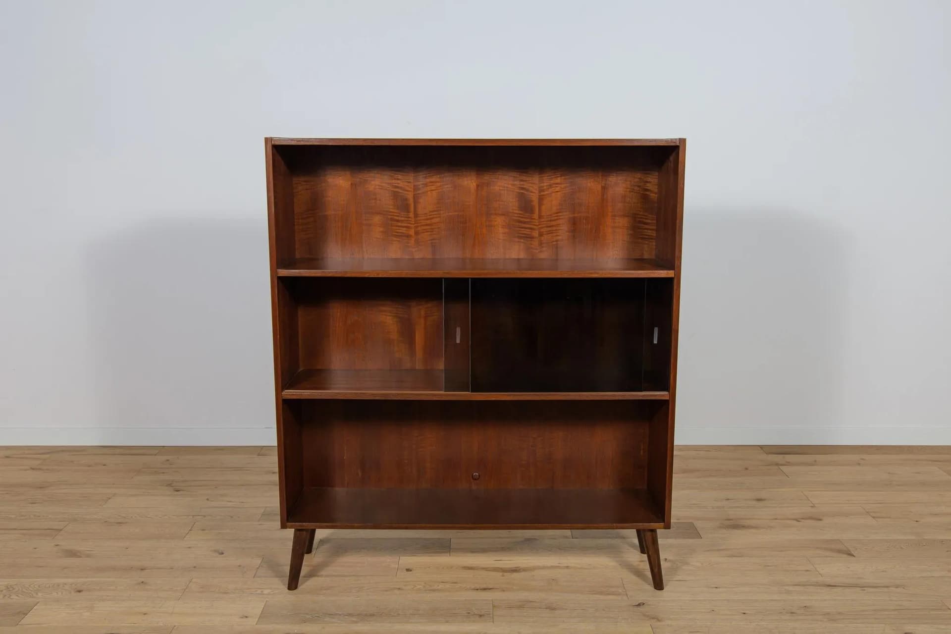 Shelving unit, dark brown teak, Denmark, 1970s. - 74392
