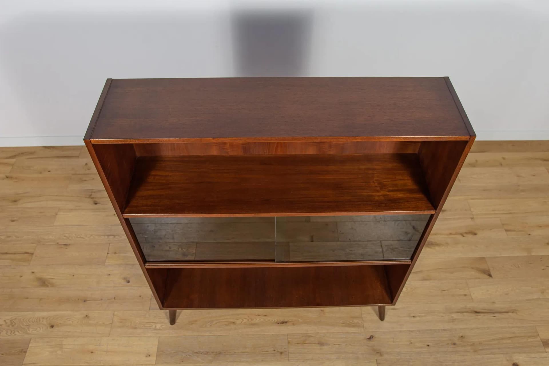 Shelving unit, dark brown teak, Denmark, 1970s. - 74385