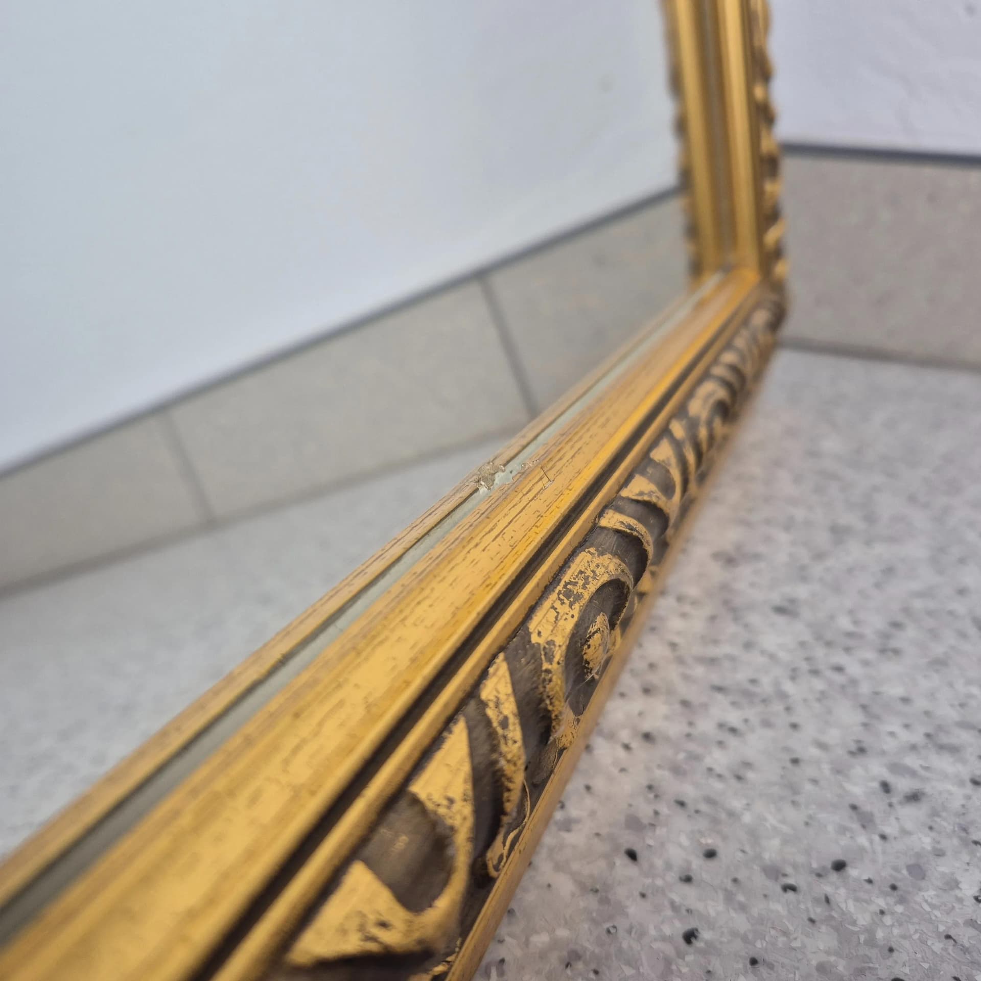 Wall mirror, Neo-Baroque, golden wood, Germany, 1970s - 75539