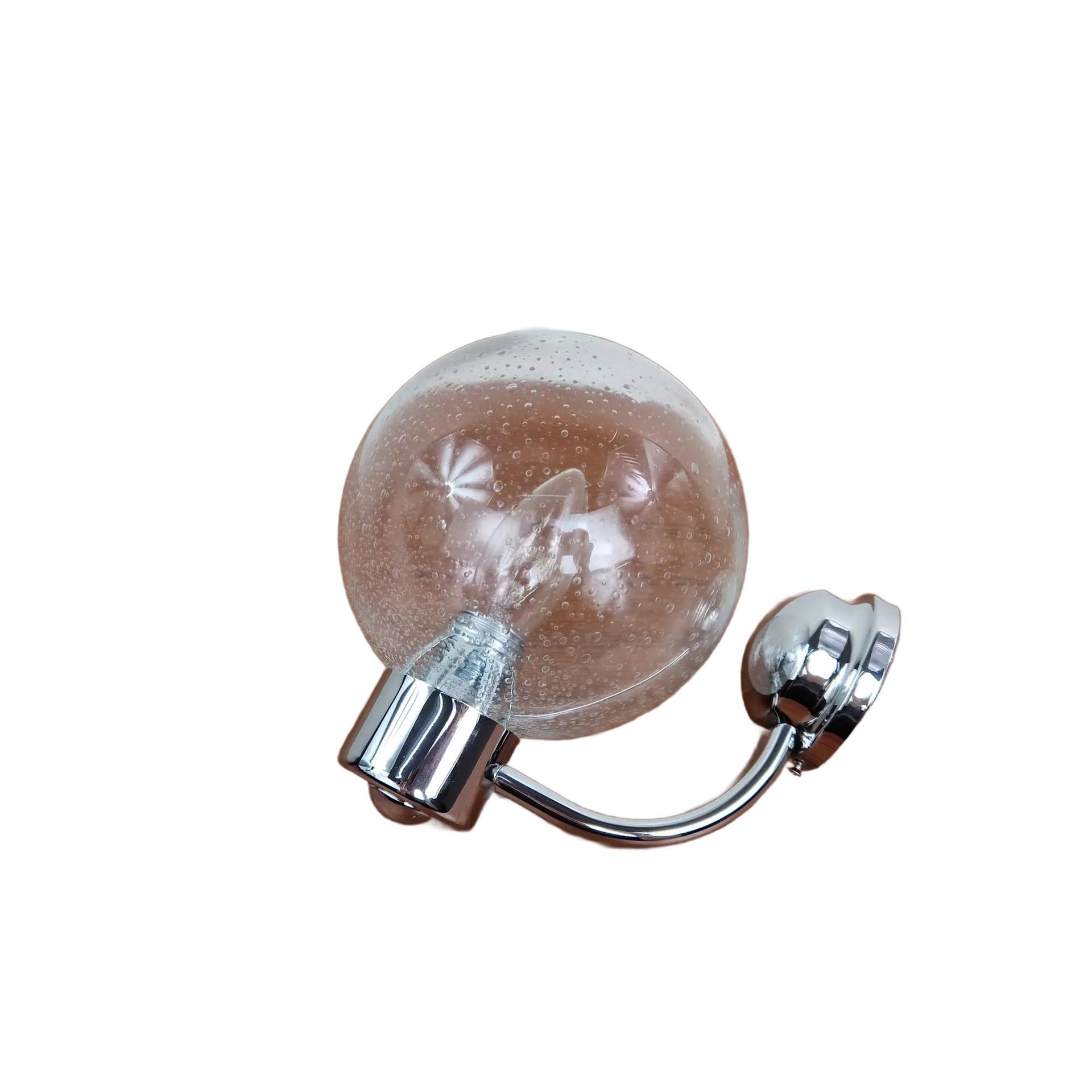 Kinkiet, szkło transparentne, chrom, Lenz, Niemcy, lata 80.