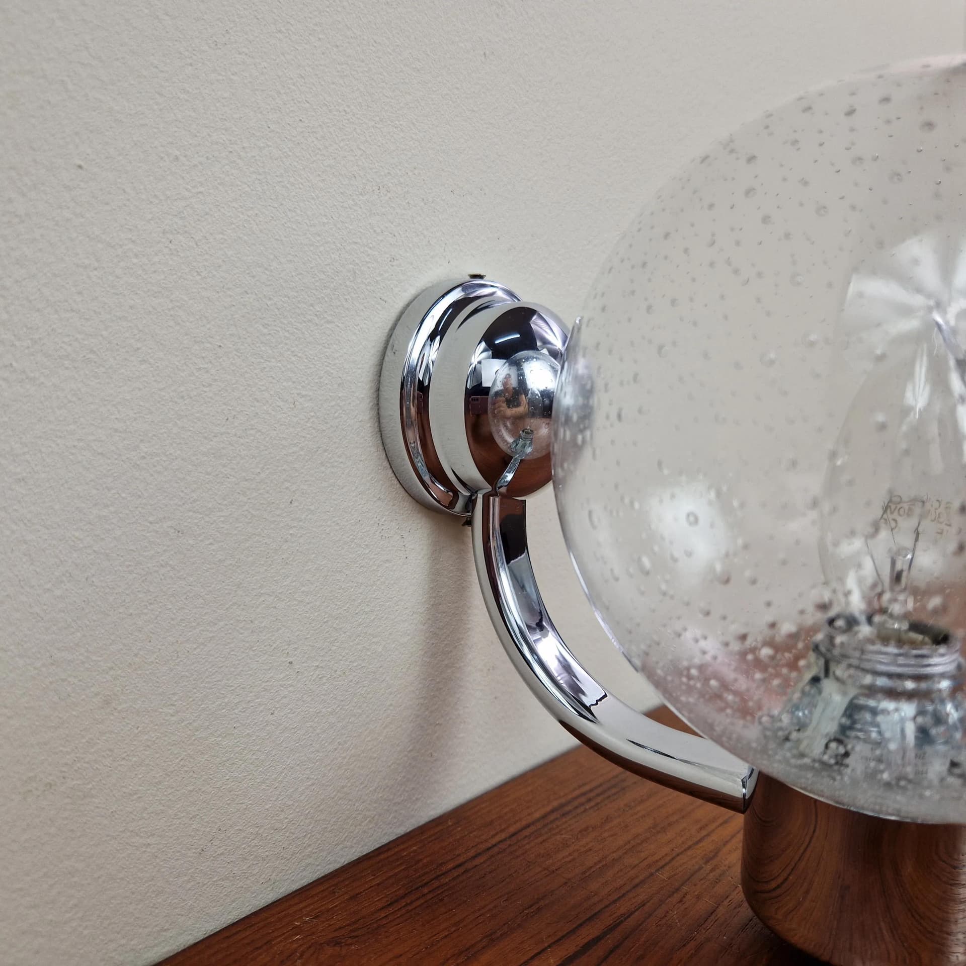 Kinkiet, szkło transparentne, chrom, Lenz, Niemcy, lata 80. - 75521