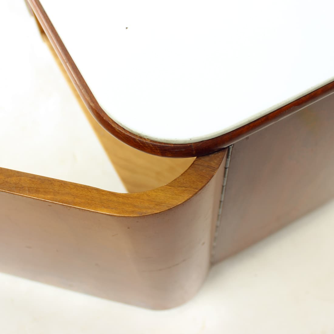 Pair of nightstands, walnut, white glass, Czechoslovakia, 1960s. - 75856