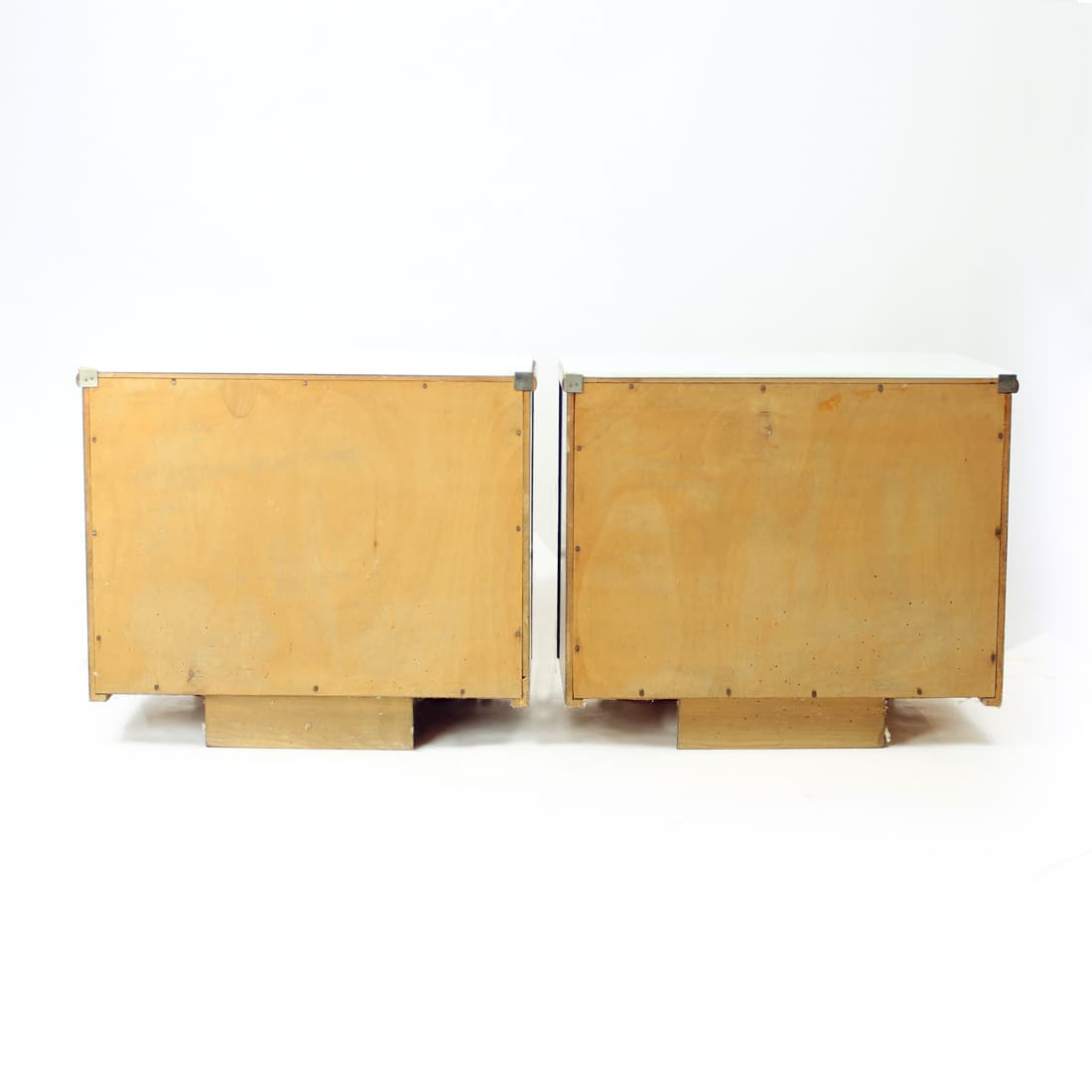 Pair of nightstands, walnut, white glass, Czechoslovakia, 1960s. - 75850