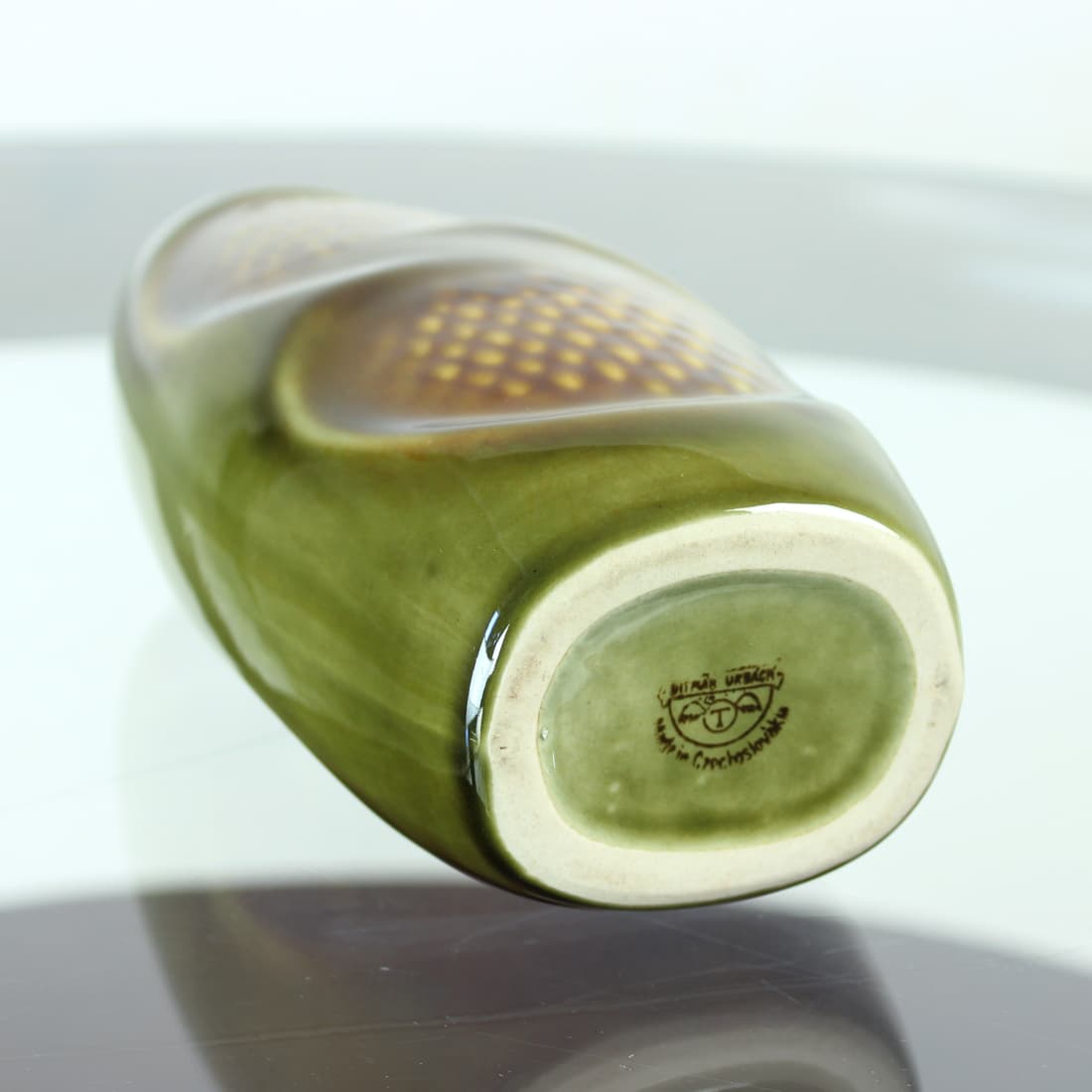 Wazon, oliwkowy, ceramika, Ditmar Urbach, Czechosłowacja, lata 60. - 91460