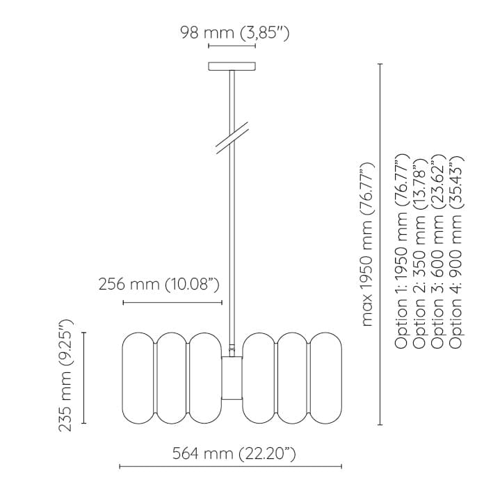 Lampa wisząca podwójna Bibe szło opalowe, mosiądz, Embassy Interiors - 89949