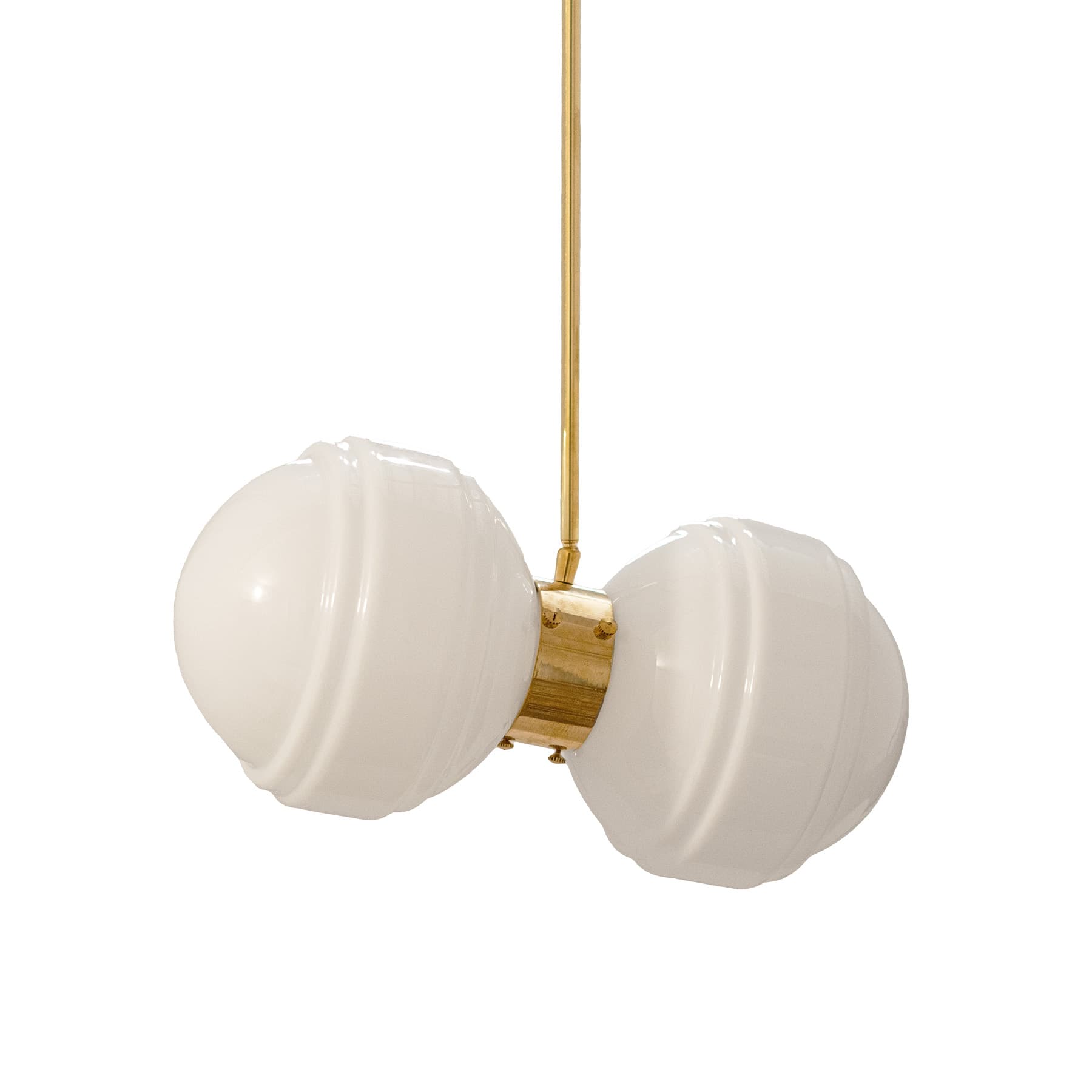 Lampa wisząca podwójna Saturn szło opalowe, mosiądz, Embassy Interiors