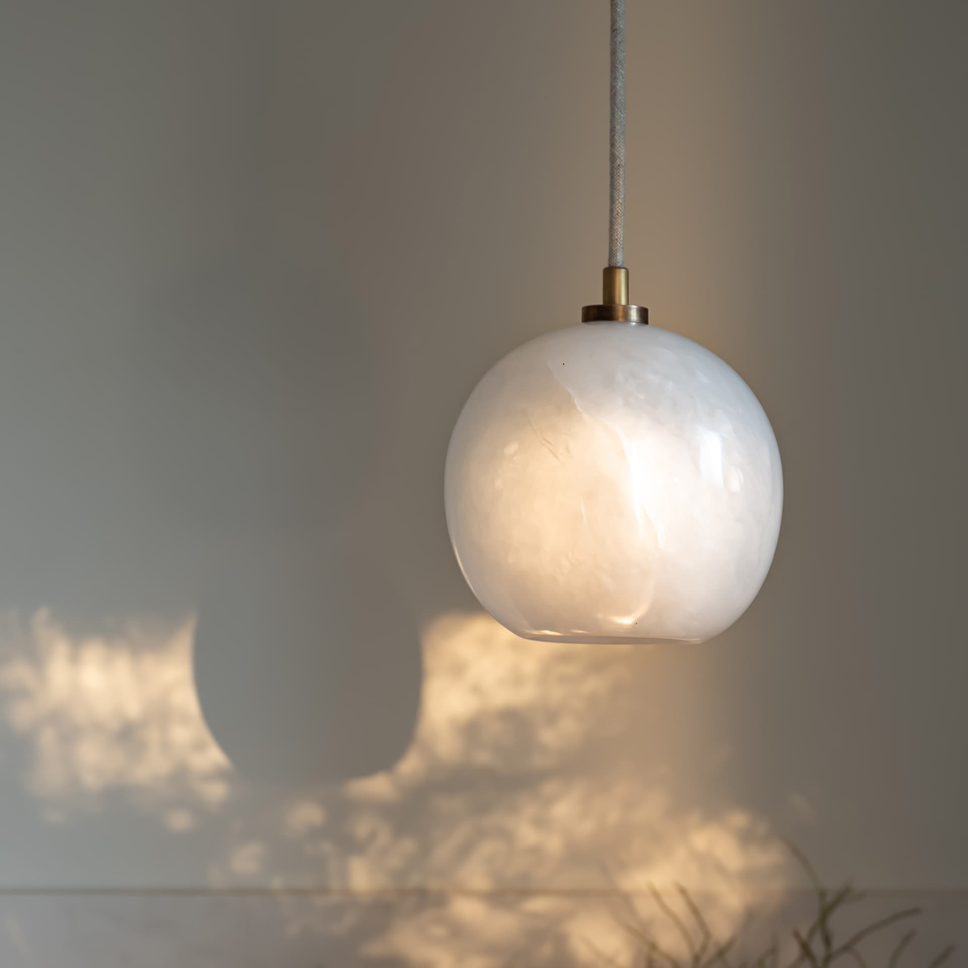 Lampa wisząca Selene biały alabaster, mosiądz, Embassy Interiors - 89723