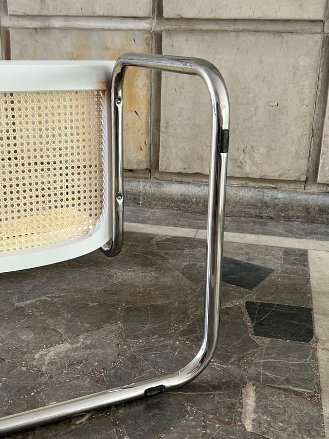 Krzesło z giętej stali wg proj. M.Breuer, Bauhaus, białe - WYMIARY