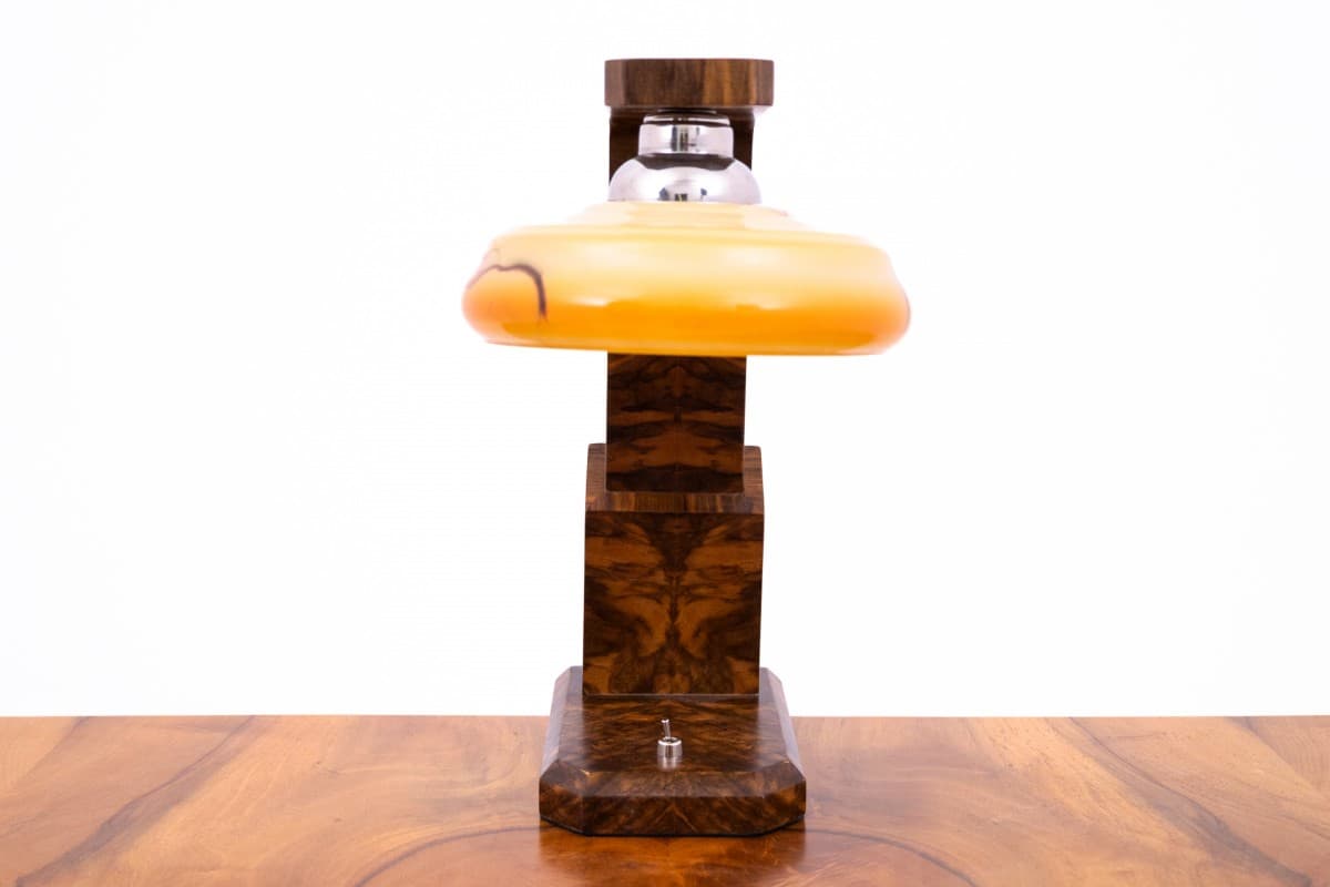 Beige Walnut Table Lamps in Art Deco Style, Poland, 1950s - 57860