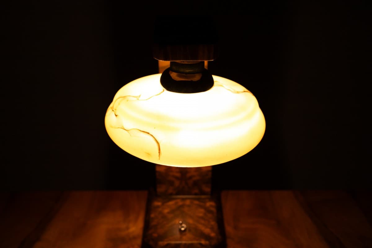 Beige Walnut Table Lamps in Art Deco Style, Poland, 1950s - 57866