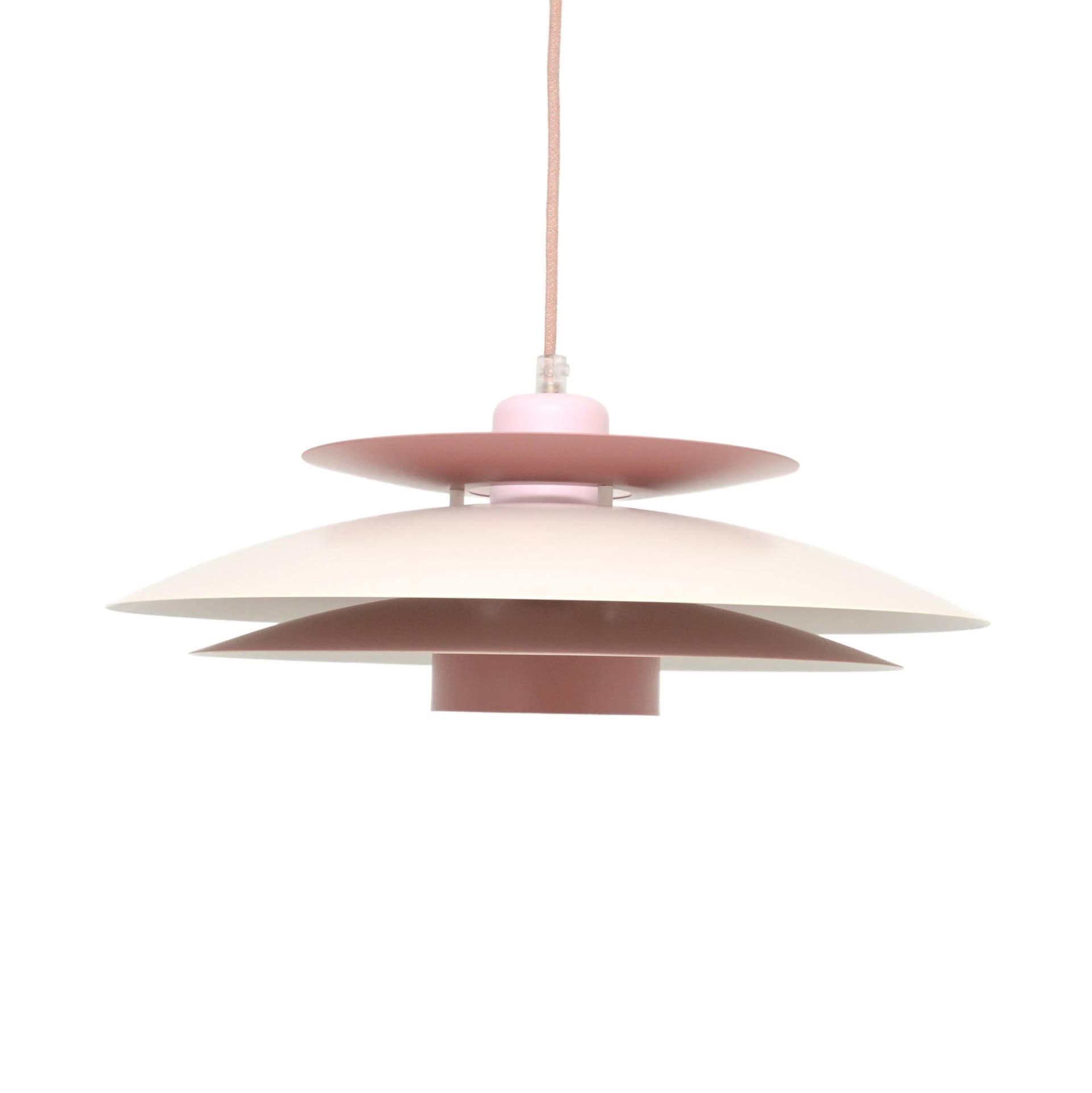 Lampa wisząca, różowy, metal, Dania, lata 70.