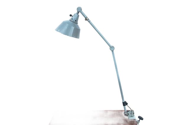 Jasnoszara lampa stołowa, proj. C. Fischer, Niemcy, lata 50. - WYMIARY