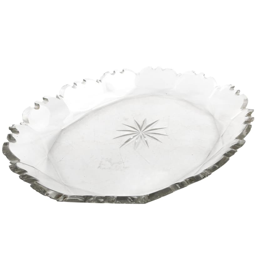 Patera Biedermeier, kryształ transparentny, Czechy, XIX w.