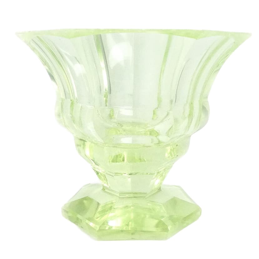 Wazon Art Deco, szkło uranowe, Polska, lata 30.