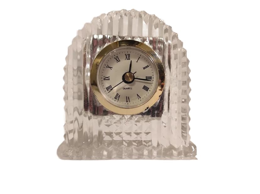 Zegar kominkowy, transparentny, szkło, Mikasa, Niemcy, lata 70.