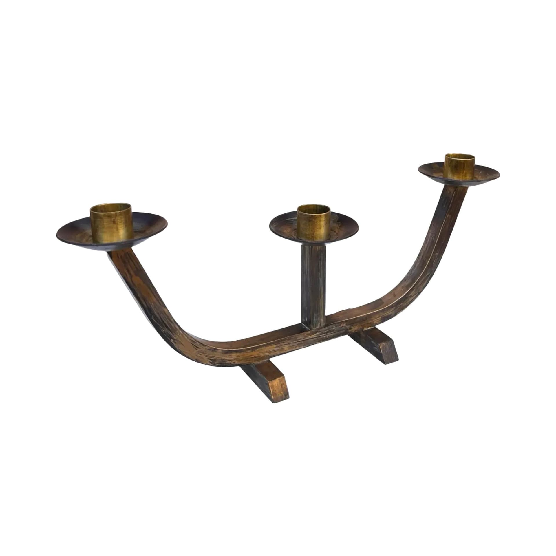 Brutalist candlestick, golden brass, Austria, 1970s.