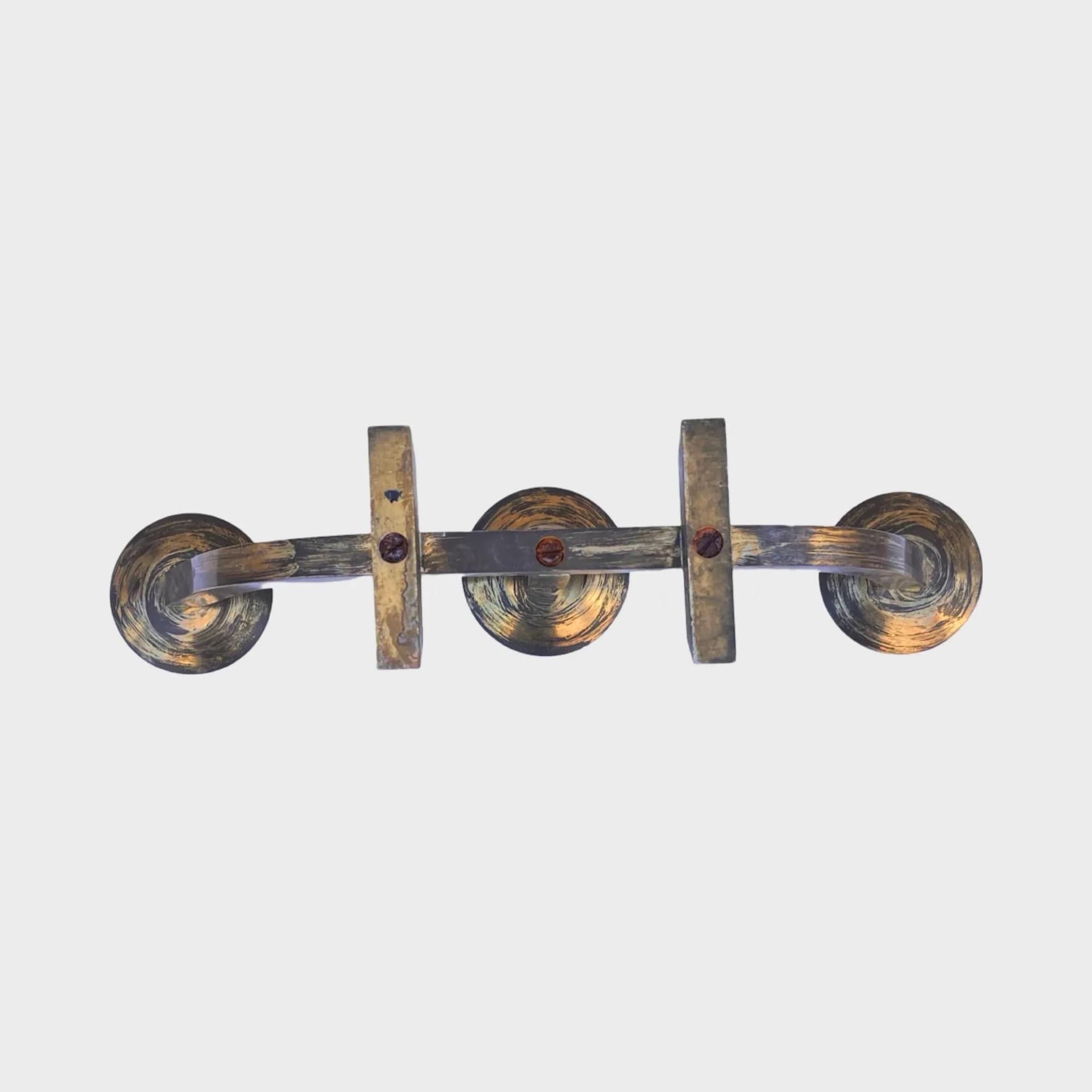 Brutalist candlestick, golden brass, Austria, 1970s. - 128489